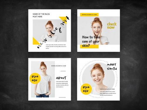 Blogger Social Media Layouts with Yellow Accents - 370783315