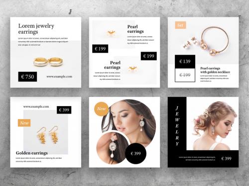 Elegant Social Media Layouts for Jewelry Products - 370783332