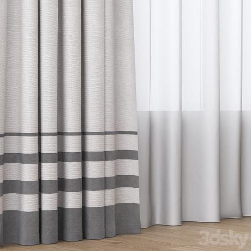 Curtain with gray stripes