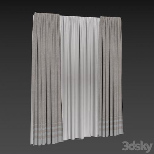 Curtain with gray stripes