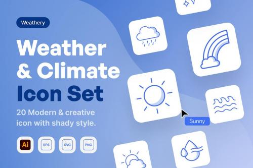 Weathery - Weather & Climate Shady Style Icon Set