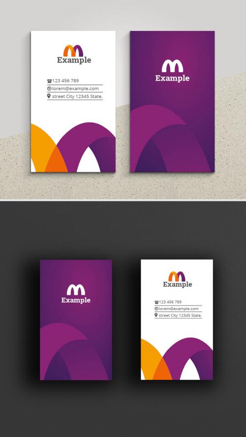 Professional Business Card with Violet Accents - 371010259
