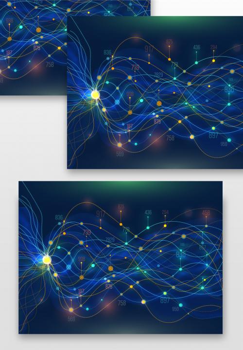 Colorful Shiny Waves Big Data Network Concept - 371066724