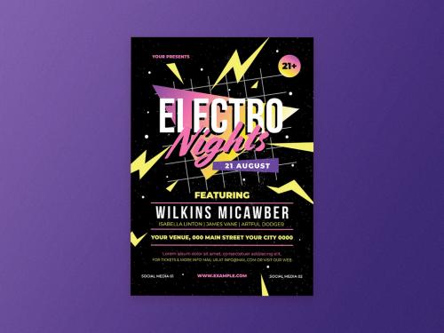 Retro Electro Nights Flyer Layout - 371476237