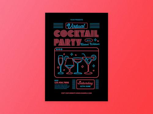 Virtual Cocktail Party Flyer Layout - 371476263