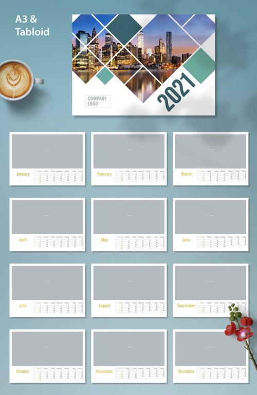 2021 Landscape Wall Calendar Layout - 372066173