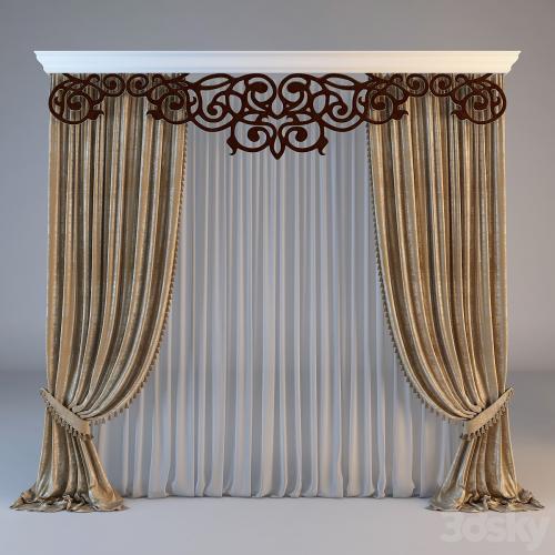 Classical curtain with an openwork lambrikenom