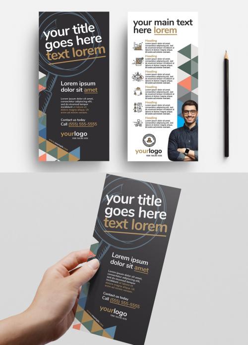 Modern Corporate Dl Flyer with Geometric Patterm - 372507805