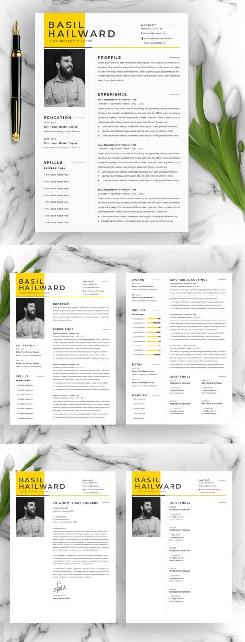 Professional Resume CV Layout with Photo Placeholder - 372517142