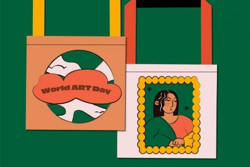 Brown Hand Drawn World Art Day Illustration Set