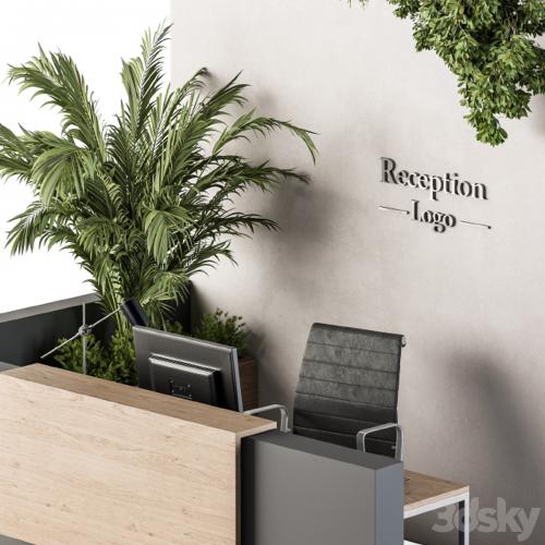 Reception Desk and Wall Decoration - Set 09