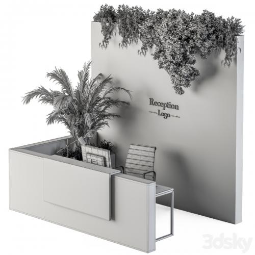 Reception Desk and Wall Decoration - Set 09