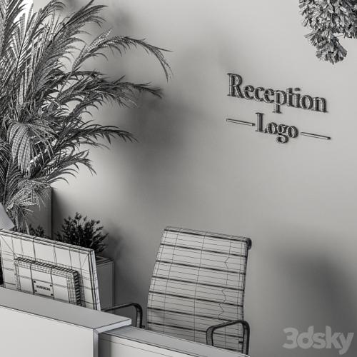 Reception Desk and Wall Decoration - Set 09