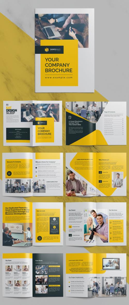 Clean Corporate Brochure and with Yellow and Dark Accents - 372723744