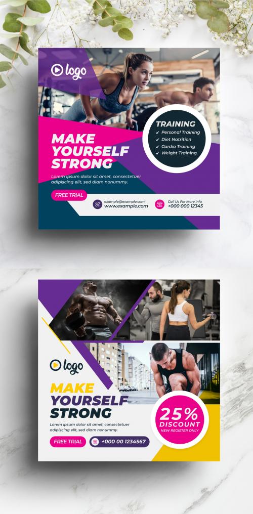 Creatove Fitness and Gym Social Media Post Pack - 372723817