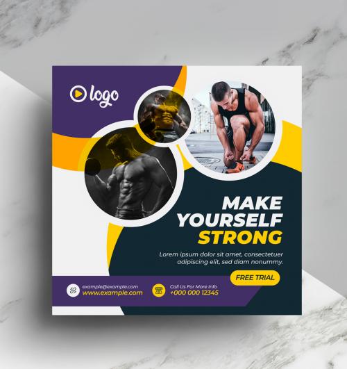 Fitness and Gym Social Media Banner Layout - 372723862