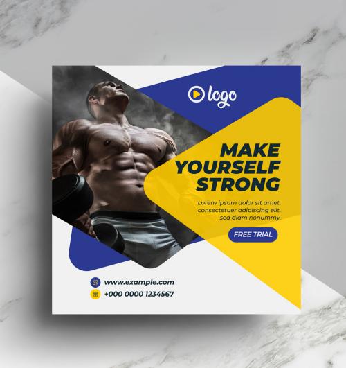 Gym and Fitness Social Media Banner Layout - 372723950