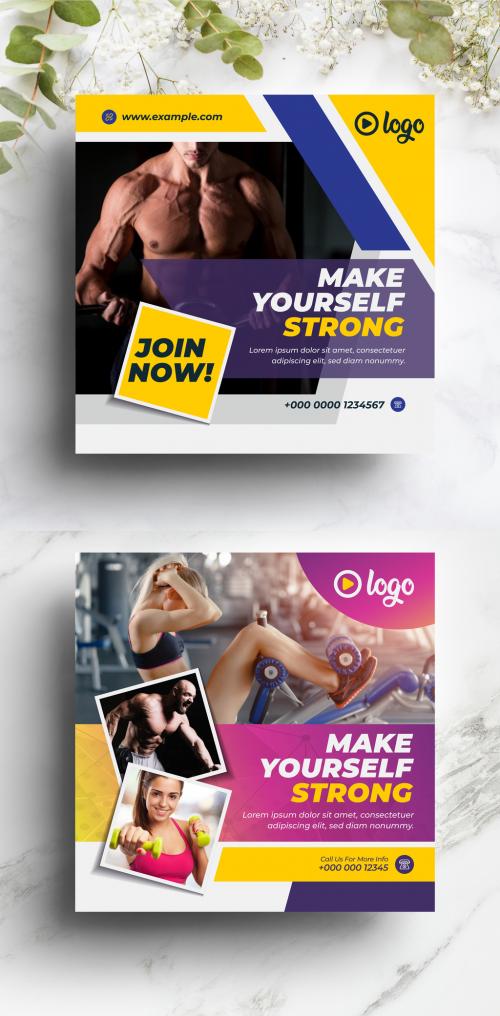 Gym Fitness Social Media Post Pack - 372724001