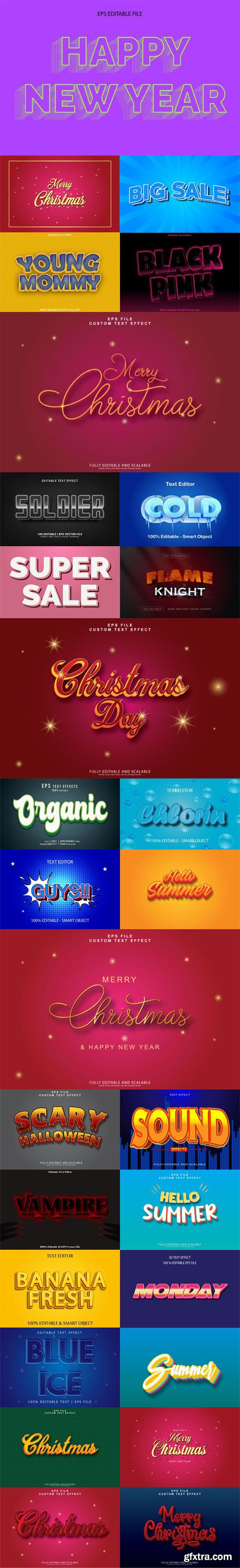 3D Editable Text Effects - 28 Vector Design Templates