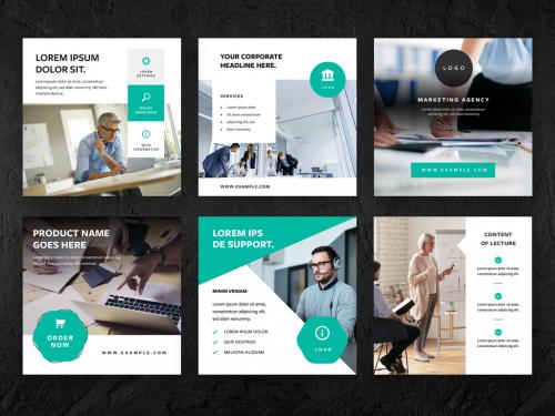 Business Social Media Layouts with Teal Accent - 373210733