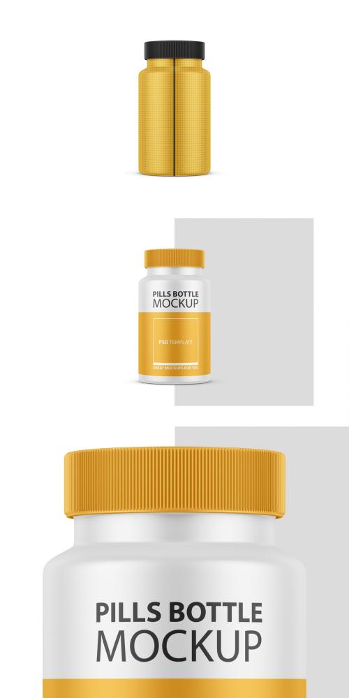White Pill Bottle Plastic Jar Mockup - 373211418