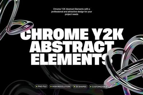 Chrome Y2K Abstract Elements