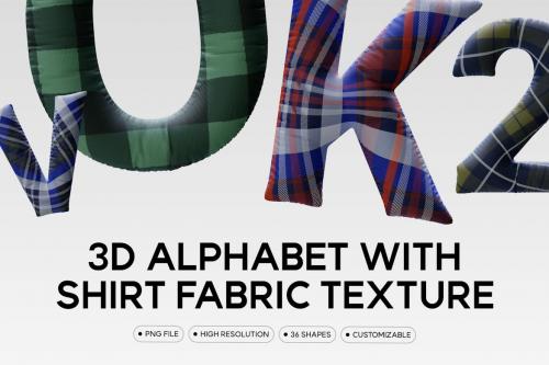 3D Alphabet with Shirt Fabric Texture