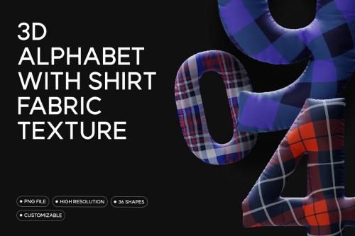 3D Alphabet with Shirt Fabric Texture