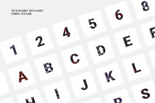 3D Alphabet with Shirt Fabric Texture