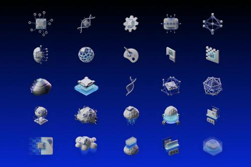 3D Artificial Intelligence Icon Set