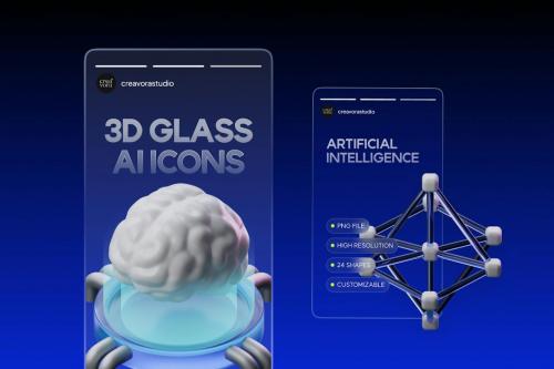 3D Artificial Intelligence Icon Set