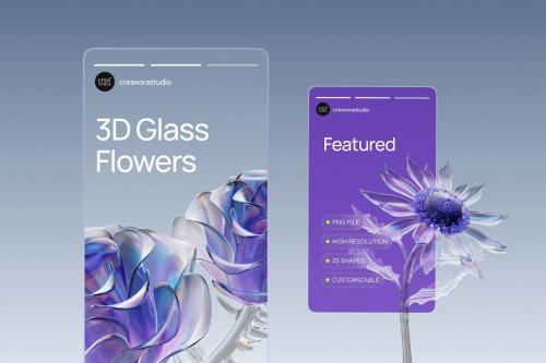 3D Glass Flower Elements