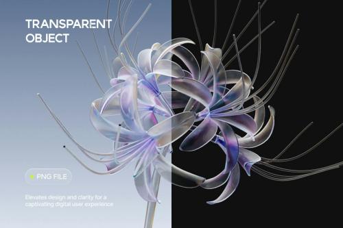 3D Glass Flower Elements