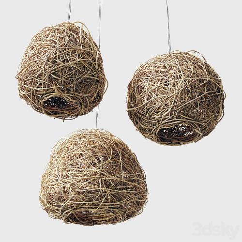 Lamp Rattan sphere hive n1 / Rattan chandeliers spherical beehive number 1