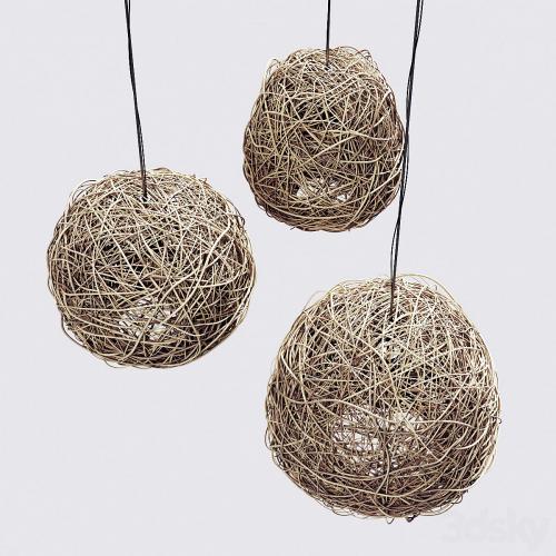 Lamp Rattan sphere hive n1 / Rattan chandeliers spherical beehive number 1