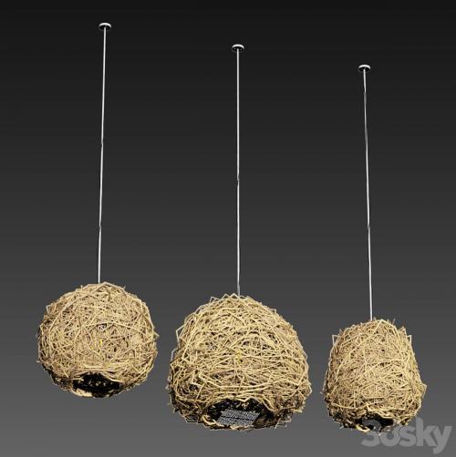 Lamp Rattan sphere hive n1 / Rattan chandeliers spherical beehive number 1