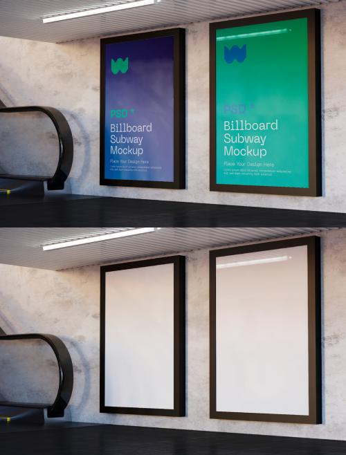 2 Vertical Subway Advertisement Mockup - 373389228