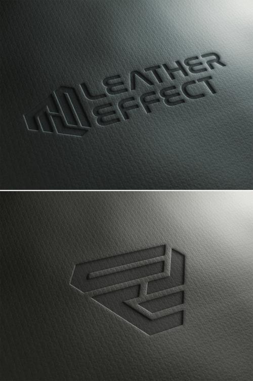 Debossed Text Effect on Leather Mockup - 373526260