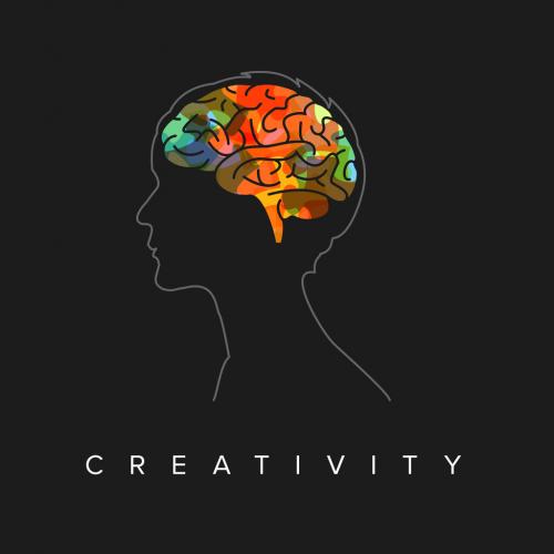 Thinking Concept Illustration with Head Silhouette and Colorful Brain - 373526565