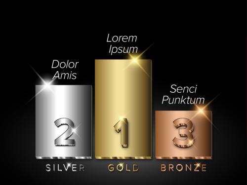 Gold, Silver and Bronze Prize Podium Graphic with Winner Names - 373526575