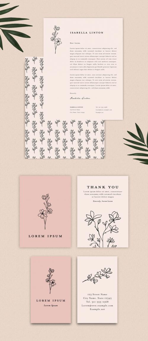 Floral Stationery Business Layout Collection - 373533982