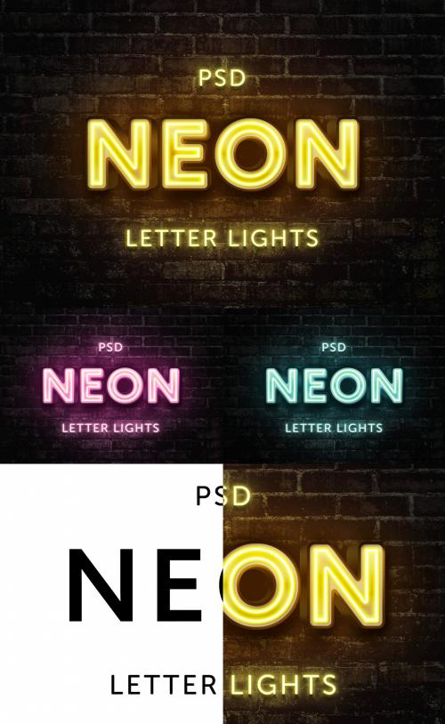 Neon Lights Text Effect Mockup - 373579202