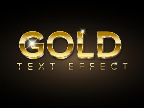 Golden Metallic 3D Text Effect with Glitter - 373740525