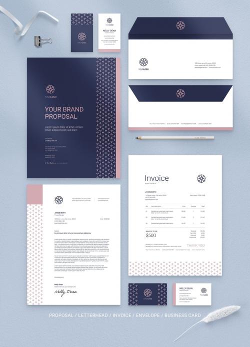 Branding Stationery Suite with Floral Logo and Minimal Style - 373743230