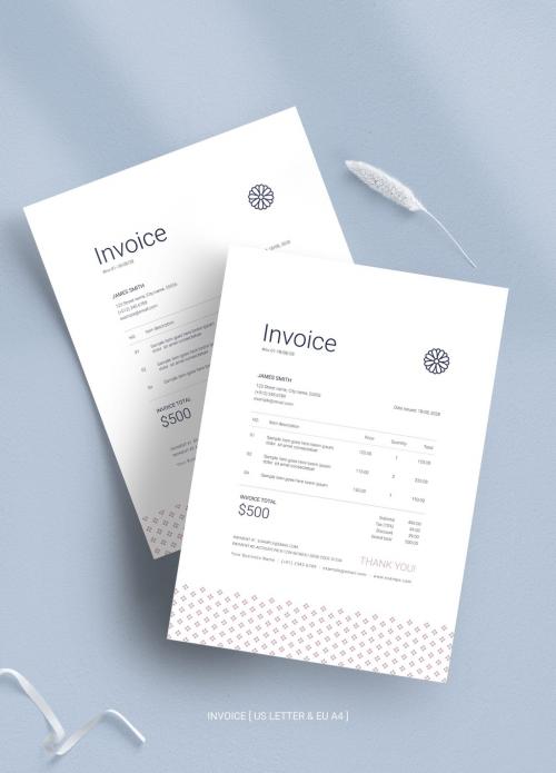 Invoice Layout with Floral Logo and Minimal Style - 373743250