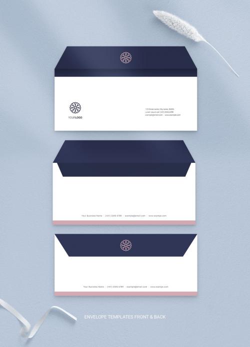 Navy and Pink Envelope Layout with Floral Logo - 373743257