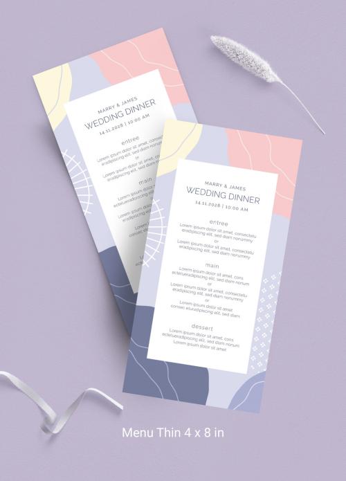 Thin Menu Card Layout with Pastel Colors - 373744978