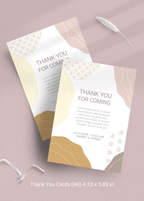 Wedding Thank You Card with Minimal Layout - 373745163