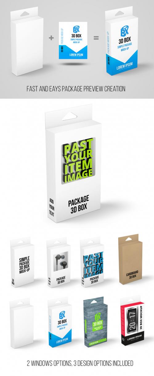 3D Package Preview Mockup of Box with Hang Slot - 373961416