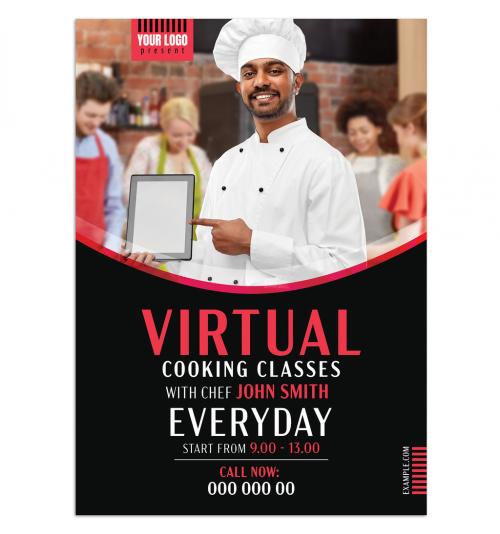 Virtual Cooking Classes Poster Layout - 373971755